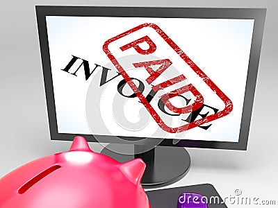 Invoice Paid Stamp Shows Payment Of Bills Stock Photo