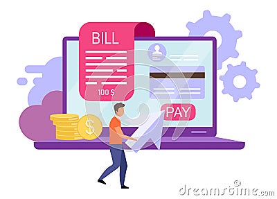 Invoice payments flat vector illustration Vector Illustration