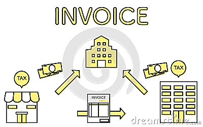 Invoice System Illustration of the Issuance of an Invoice and the Payment of Consumption Tax Stock Photo