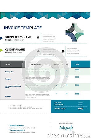 Invoice template design Vector Illustration