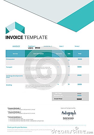 Invoice template design Vector Illustration