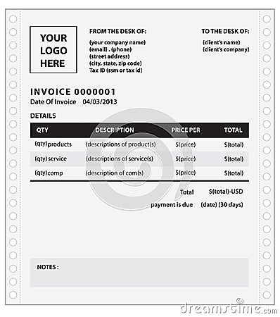 Invoice template Vector Illustration