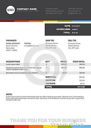 Invoice template Vector Illustration