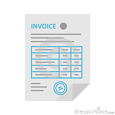 Invoice vector icon in the flat style Vector Illustration