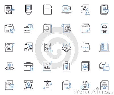 Invoices line icons collection. Payment, Transaction, Order, Due, Balance, Reconciliation, Billing vector and linear Vector Illustration