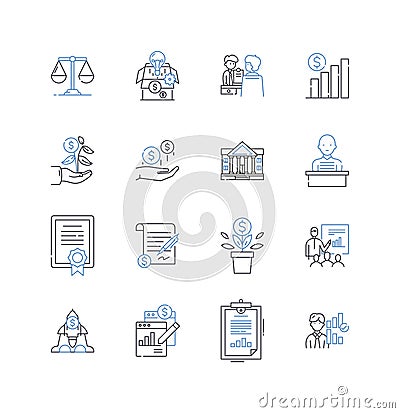 Invoicing line icons collection. Billing, Payment, Accounts, Receipt, Estimate, Due, Accounting vector and linear Vector Illustration
