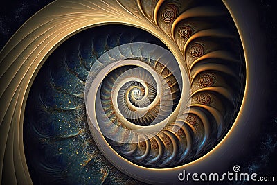 inward spiral, with energy of the universe converging into a single point Stock Photo
