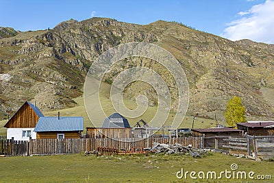 Inya, village in a mountain valley Stock Photo