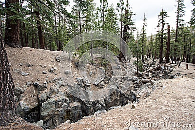 The Inyo Earthquake Fault in Mammoth Lakes California Stock Photo