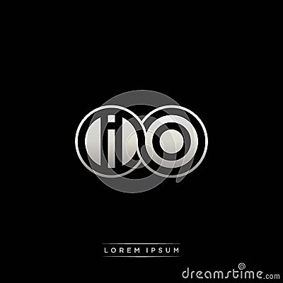 IO initial letter linked circle capital monogram logo modern template silver color version Vector Illustration