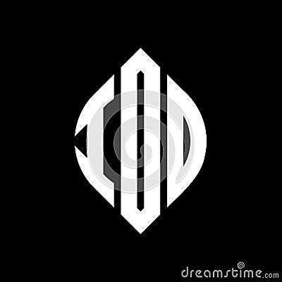 IOD circle letter logo design with circle and ellipse shape. IOD ellipse letters with typographic style. The three initials form a Vector Illustration
