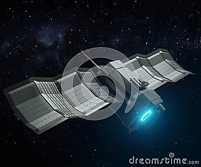 Ion propulsion for spacecraft ion propulsion or ion drive by accelerating ions Stock Photo