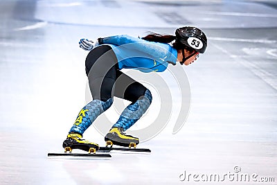 Iong A Kim competes during the ISU Speed Skating World Championship Editorial Stock Photo
