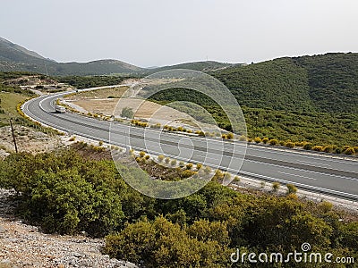 Ionia highway street near to the village Anogeio greeece Stock Photo