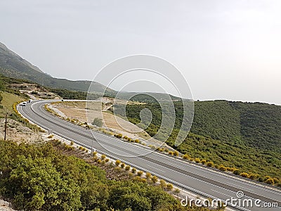 Ionia highway street near to the village Anogeio greeece Stock Photo