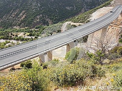 Ionia highway street near to the village Anogeio greeece Stock Photo