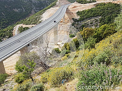 Ionia highway street near to the village Anogeio greeece Stock Photo