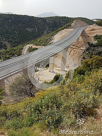 Ionia highway street near to the village Anogeio greeece Stock Photo