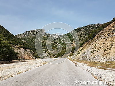 Ionia highway street near to the village Anogeio greeece Stock Photo