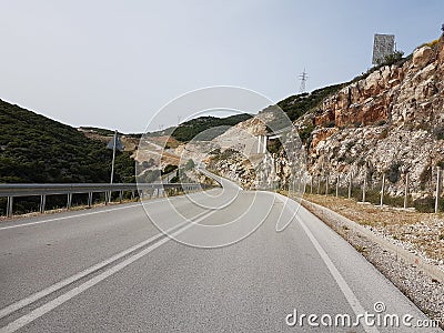 Ionia highway street near to the village Anogeio greeece Stock Photo