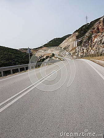 Ionia highway street near to the village Anogeio greeece Stock Photo