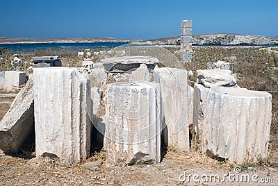 Ionian column capital, architectural detail on Delos island Stock Photo