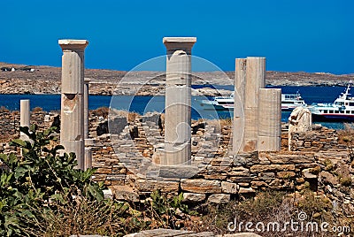 Ionian column capital, architectural detail on Delos island Stock Photo