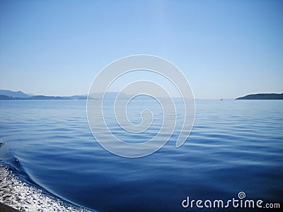 Ionian sea and islands seen from boat Stock Photo