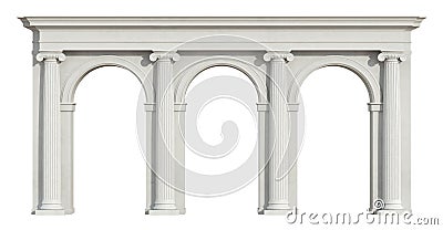 Ionic colonnade on white Stock Photo