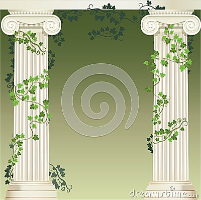 Ionic and Doric architectural order Vector Illustration