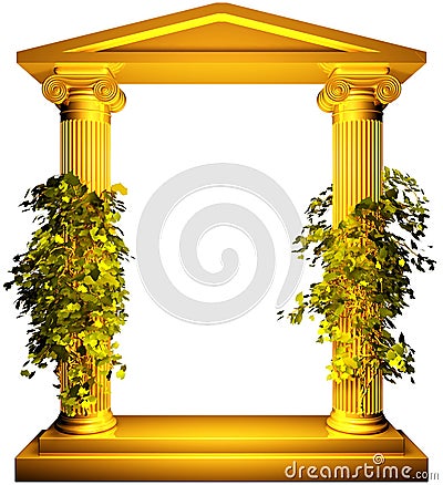 Ionic gold frame with vine Stock Photo