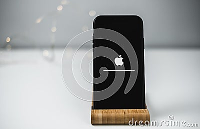 IOS firmware update on the iPhone screen Editorial Stock Photo