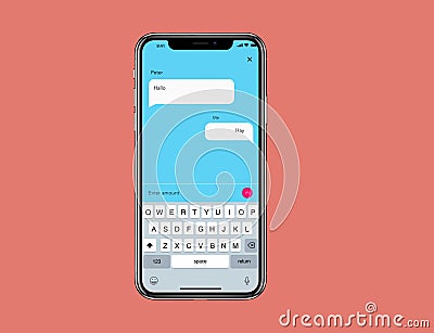 IOS Mockup Simple Chat Wireframe Stock Photo