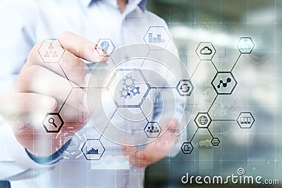 IOT and Automation concept as an innovation, improving productivity, reliability in technology and business processes. Stock Photo