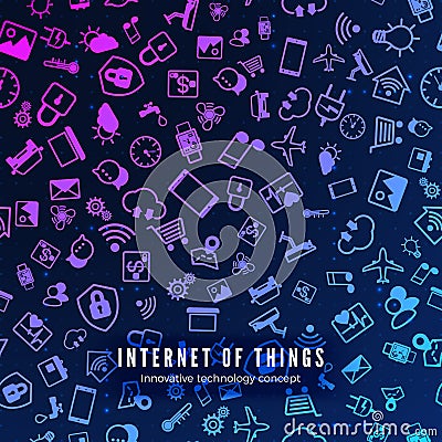 IOT concept. Internet of things color icons pattern. Vector illustration Vector Illustration