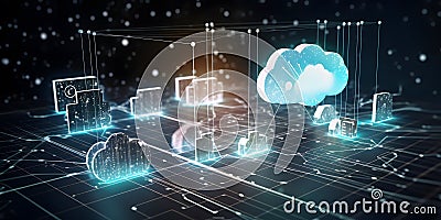 An IoT device communicating with a cloud platform collect five created with generative AI Stock Photo