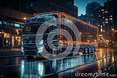 IoT-enabled fleet management solutions optimizing transportation logistics and vehicle performance Stock Photo