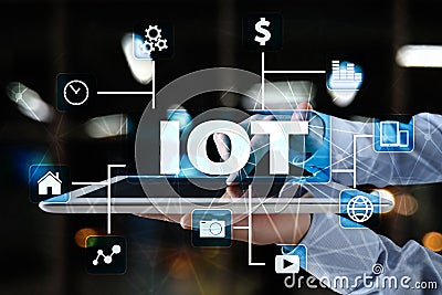 IOT. Internet of Thing concept. Multichannel online communication network 4. 0 technology internet wireless application Stock Photo