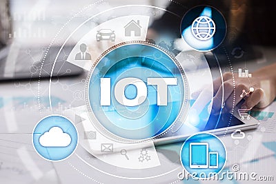 IOT. Internet of Thing concept. Multichannel online communication network 4.0 technology internet wireless application Stock Photo