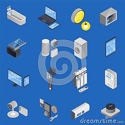 IOT Internet Of Things Isometric Icon Set Vector Illustration