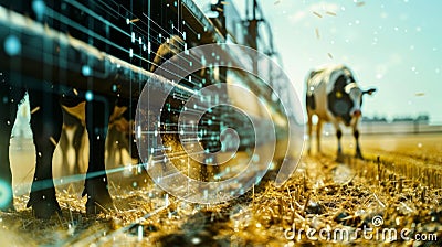 An IoT sensor sending data back to the farmers device indicating the feed dispensers current status Stock Photo