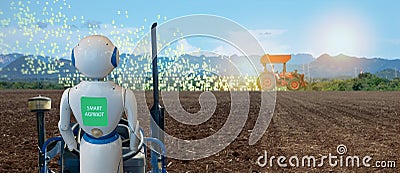 Iot smart farming, agriculture in industry 4.0 technology with artificial intelligence and machine learning concept. it help to im Stock Photo