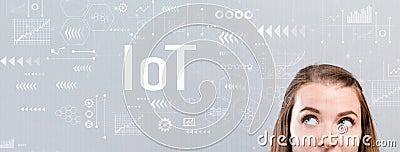 IoT with young woman Stock Photo