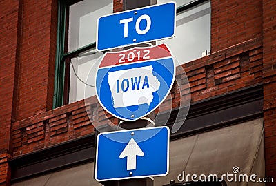Iowa Caucus 2012 Road Sign Stock Photo