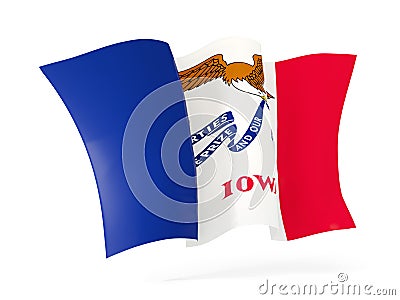 Iowa state flag waving icon close up. United states local flags Cartoon Illustration