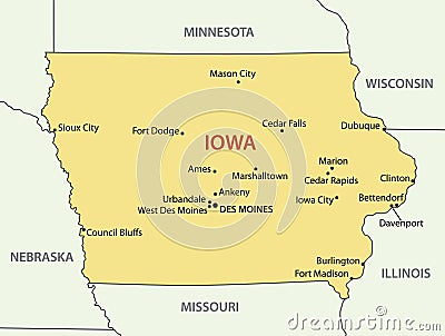 Iowa - vector map of state Vector Illustration