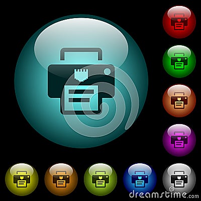 IP printer icons in color illuminated glass buttons Stock Photo