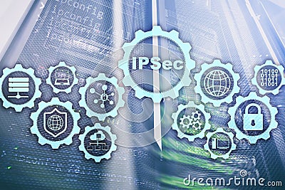 IP Security. Data Protection Protocols. IPSec. Internet and Protection Network concept. Stock Photo