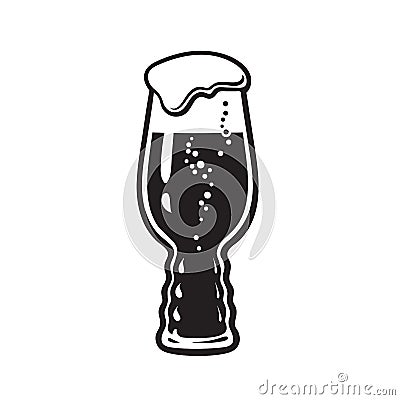 IPA beer glass. India Pale Ale glass. Hand drawn vector illustration on white background Cartoon Illustration