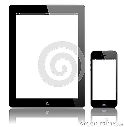 iPad 3 and iPhone 5 black vector Editorial Stock Photo